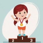 تصویردختری  روی سکوی المپیک با مدال طلا