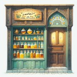 تصویر از ویترین یک مغازه فروش عسل و عرقیجات گیاهی برندهای ساخت کشور ایران