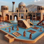 فضا سازی پارک کودک بازی های محلی+معماری یزد+معماری اصفهان+ آرش کمانگیر+مفهوم آب در کویر