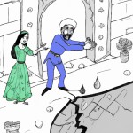 بیژن در چاه گیر کرده و منیژه میخواهد بهش کمک کند