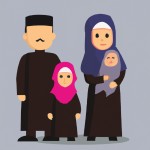عکس یک خانواده ایرانی و اسلامی با حجاب کامل برای طراحی