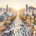 یه تصویر از تبریز در سال 2030 با المان های شهر تبریز و اذربایجان