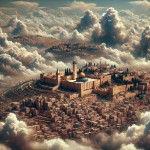 یک تصویر بساز از قدس که در بین ابر ها قرار دارد