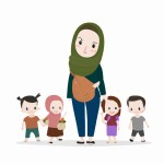 مادر شاغل و شاد محجبه با ۳ بچه