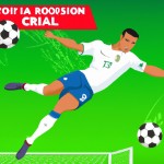 کریستیانو رونالدو در حال گل زدن در زمین فوتبال