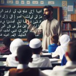 معلم عربی در حال درس دادن به بچه ها