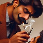 یک فرد سیگاری با ریش معمولی  و در حال معاینه کردن یک بیمار با کت قهوه ای و در حال سیگار
