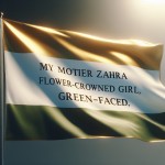 پرچم نوری با متن مادرم زهرا گل دار دخرونه صورته سبز