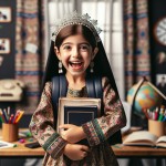 دانش آموز  شاد ایرانی سن 8 تا 12 سال که دختر باشه