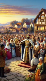 A king giving a house as a gift to his people