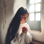 یه تصویر دختر بچه در حال نماز خواندن