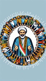 یک لوگو بساز به صورت دایره ای برای املاک که توی تصویر لوگو یک پادشاه ایرانی درحال هدیه دادن خونه با دستان خود به مردم هست و مردم همگی خوشحال هستند