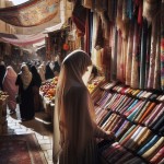 خانم محجبه چادری در بازار چادرفروش ها
