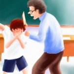 پسر در حال کتک خوردن از معلم