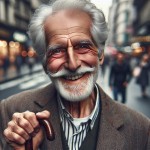 مزد ۸۰ساله خنده کمر و عصا بدست درخیابان
