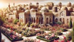 ترکیب خانه های تاریخی کاشان با گلستان گل محمدی و غنچه های گل محمدی