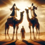می خواهم تصویری از دو عرب که بالای زین شتران ایستاده وهر دو چهره نورانی داشته وخوش قد وقامت باشند  اوّلی پیامبر باشد و دیگری ولیّ و جانشین او باشد و نام او علی باشد و هنگامی باشد که پیامبر دست  او را بالا برده و پای علی از زمین جدا شده