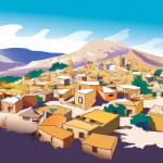 روستای آغزیارات را که در شهر چاریماق هست  به صورت فانتزی رسم کن