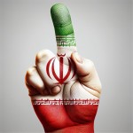 انگشت اشاره یک انسان که به رنگ پرچم ایران ایران است تولید کن