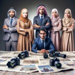 تصویری از جوانان ایرانی اسلامی به روز موفق در شغل خبرنگاری و رسانه در کنار هم با حجاب اسلامی... آقایون حجاب نداشته باشن ایستاده کنار هم باشن و روزنامه ها و دوربین و رسانه جلوشون باشه

کراوات نداشته باشن
همه آدما در یک ردیف باشن و آخوند هم تو عکس نباشه