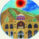 مدرسه پسرانه متوسطه اول با دانش آموزان با معماری ایرانی و نشان های ملی ایران