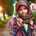 تصویر یک دختر زیبا و کوچولوی ایذان رو میخوام که با چادر میره مدرسخ