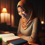 مادر حجاب داری که با گذروندن دوره های اموزشی شاد و مثبته