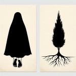 Prompt 3: Minimalist & Graphic

Focus: A clean, modern, and graphic representation suitable for social media, logos, or prints, using iconic Iranian/Islamic visual elements.

Prompt:
"Minimalist line art,graphic design, poster style. Two pairs of feet in simple, elegant black lines on an off-white or cream background. The larger pair of feet (the mother's) emerges from the bottom of a simple 'chador' silhouette. From beneath the mother's bare feet, a single, elegant Persian Cypress (Sarve) tree