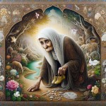 Prompt 1: Symbolic & Conceptual

Focus: Visualizing the core metaphor of "Paradise lies beneath her feet" in a powerful, symbolic style reminiscent of Persian miniature art and Islamic illumination.

Prompt:
"An award-winning digital painting,profound and spiritual concept. An elderly Iranian mother with a deeply compassionate, serene, and slightly weathered face, her head covered with a simple white or light-colored chador, stands centrally. She is barefoot, holding simple shoes in one hand. H