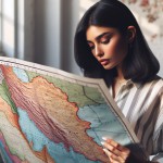 زن  نقشه ایران را در اغوش دارد