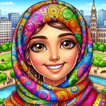 تصویر دختر کارتونی با چادر می خواهم