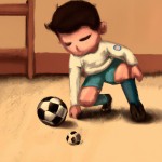یک پسر بچه که دارد با رونالدو بازی میکند