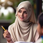 تصویر یک خانم معلم جوان مطابق با ارمانهای اسلامی و با حجاب معلم درس دین و زندگی