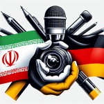 یه لگو که تصویری از پرچم ایران و آلمان های دوربین و قلم و میکروفون باشه و واقعی باشه