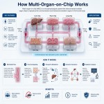 یک تصویر به زبان انگلیسی در مورد عملکرد multi organ on chip بساز که وضوح و کیفیت بالا داشته باشد