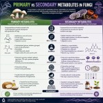 یک پوستر به زبان انگلیسی در مورد مقایسه متابولیت های اولیه و ثانویه‌ی قارچ‌ها بساز که وضوح و کیفیت بالا داشته باشد