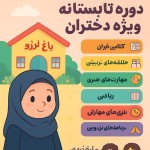 یک پوستر و عکس طراحی کن
گوشه تصویر یک دختر کوچک با حجاب کامل جلوی کودکستان باغ ارزو 
سمت دیگر بزرگ بنویس دوره های  تابستانه ویژه دختران 
شش نوار معرفی 
کلاس قران،حلقه های تربیتی و معرفتی،مهارت های هنری،ریاضی،بازی های مهارتی،برنامه های اردویی و تفریحی برای هرنوار یک ایکون مرتبط بچسبان
ریز و دخترانه بنویس آینده ای روشن با دختران ایران 
سه مستطیل کوچک بگذار  کارتونی باشد