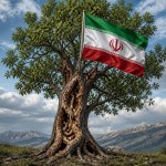 درختی با پرچم ایران با تنه کرم دار