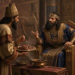 پادشاه آشور که از هاتف یا فالبینی که با کبد گوسفند فال می بیند سوال می پرسد