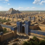 تصویری از داخل شهر نینوای باستان که باروهای بلند و سترگ دارد