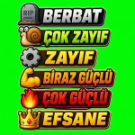 🪦 Berbat
🐌 Çok Zayıf
⚙️ Zayıf
💪 Biraz Güçlü
🔥 Çok Güçlü
👑 Efsane                                                        کلمات بالا با یک تایپوگرافی یوتیوبی همراه با استیکر هایی که در جلو هر کلمه گذاشته ام بساز و پشتش را سبز کرو ماکی بزن برای حذف بهتر بکگراند و عکس بسیار شفاف و با کیفیت باشند
