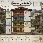 یک پوستر برام طراحی کن با  عنوان ساختمان جمله پس زمینه ساختمان های دو ، سه، چهار طبقه با فرهنگ بومی گیلان.  در مرکز تصویر ساختمانی باشد که القا کننده این مفهوم باشد که جمله شبیه ساختمان است. نهاد در یک طبقه و فعل در طبقه دیگر است. در حالیکه در جملات یه جزئی ساختمان جمله یه جزء و در ساختمان چهار جزئی ساختمان دارای چهار طبقه است