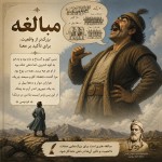 برای موضوع مبالغه با این شعر فردوسی یک پوستر طراحی کن